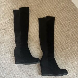 Stuart Weitzman Demiswoon Black Over the Knee Wedge Boots